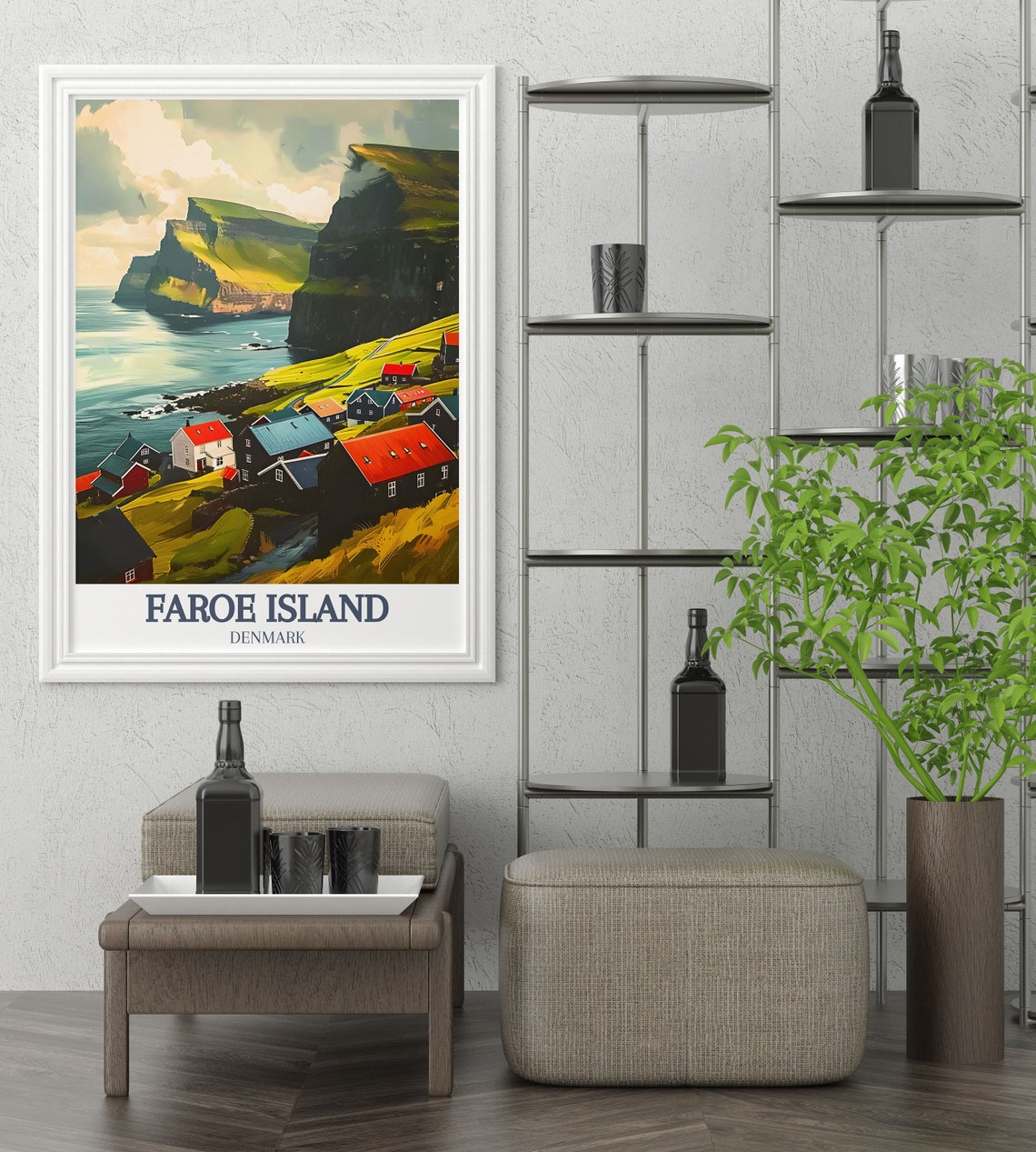 Faroe Islands Bour Village Coastal Cliffs Atlantic View Poster - Image 3