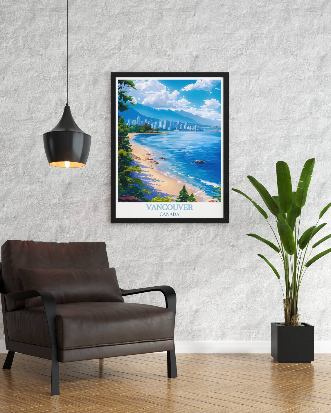 Vancouver Canada Beach Skyline Bridge Mountain Panorama Poster - Image 2