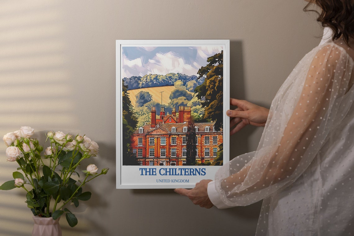 The Chilterns England Brick Country House Hills Travel Poster - Image 3