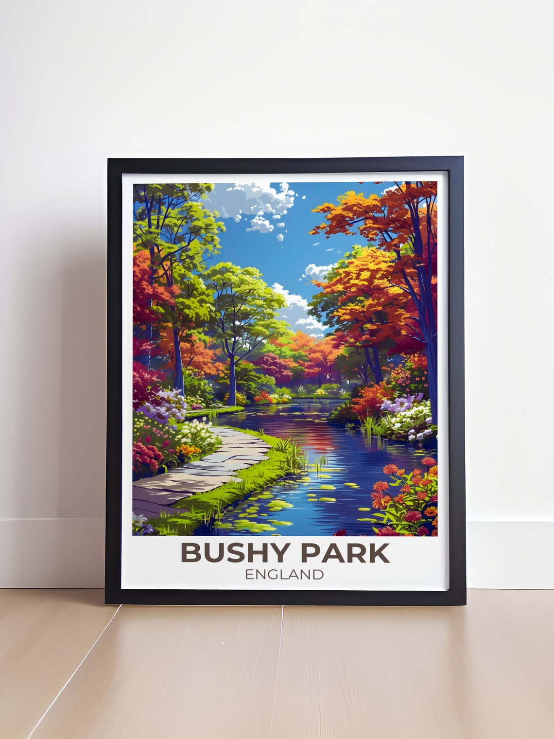 Bushy Park England Woodland Gardens Riverside Path Travel Poster - Image 4