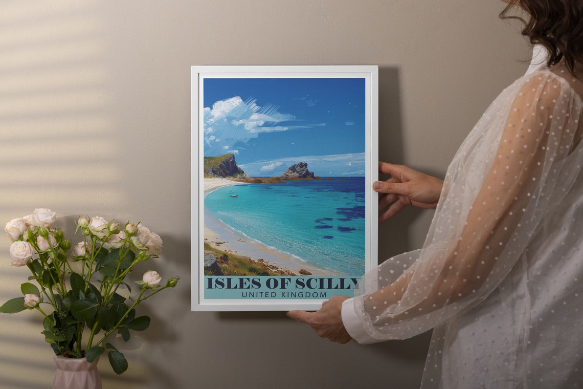 Isles of Scilly Turquoise Bay White Sand Sunny Beach Cove Poster - Image 3