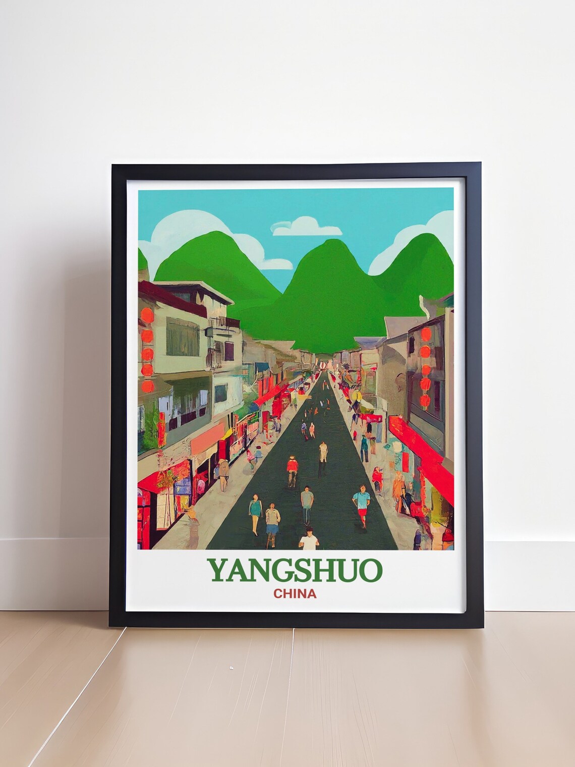 Yangshuo West Street Bustling Lantern Market Street Scene Poster - Image 4