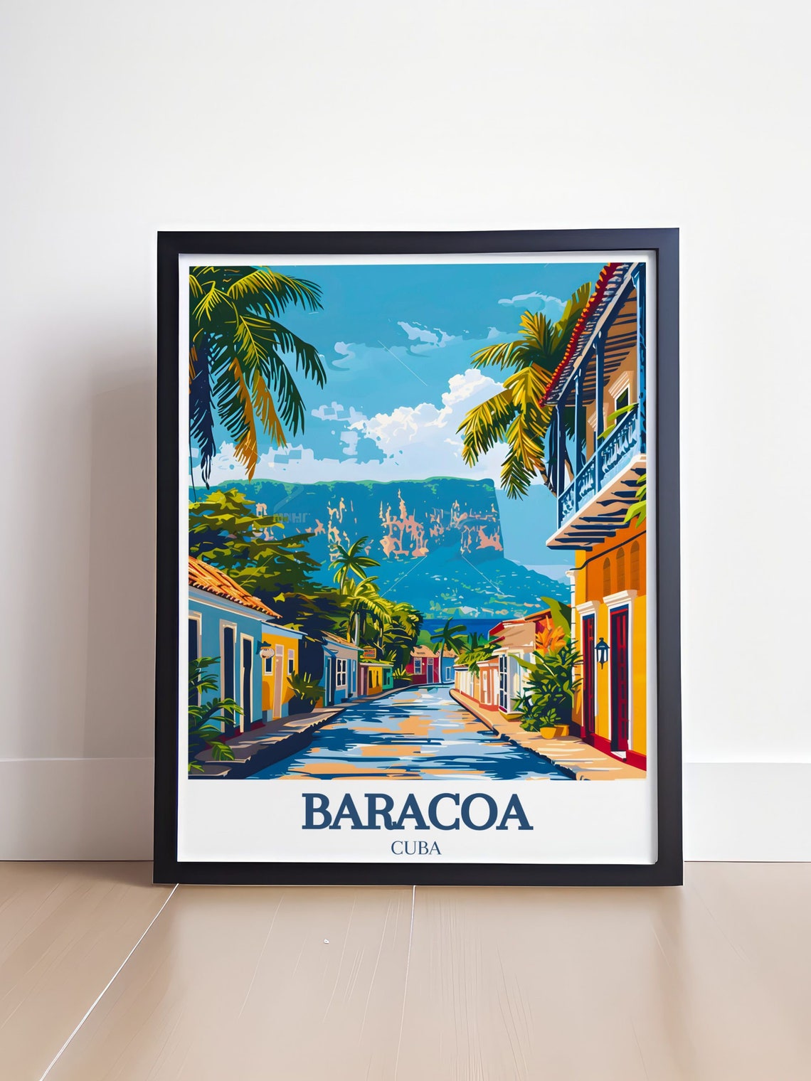 Baracoa Cuba Colonial Street Beneath El Yunque Mountain Poster - Image 4