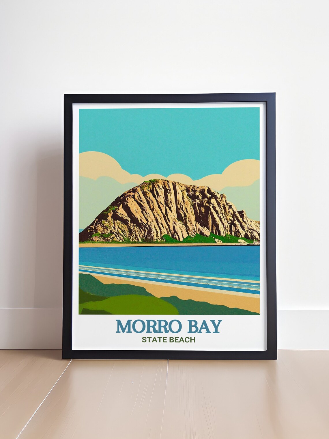 Morro Rock Over Calm Bay Morro Bay California Vintage Travel Poster - Image 4