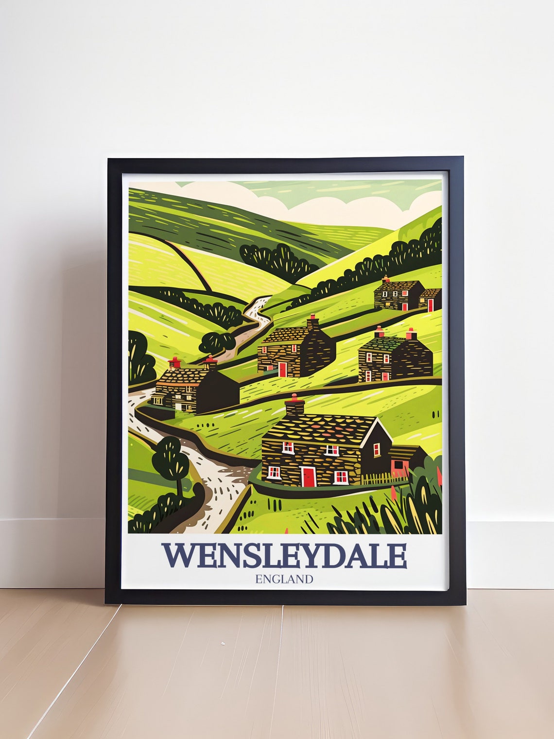 Wensleydale Stone Cottages Yorkshire Village Dales Travel Poster - Image 4