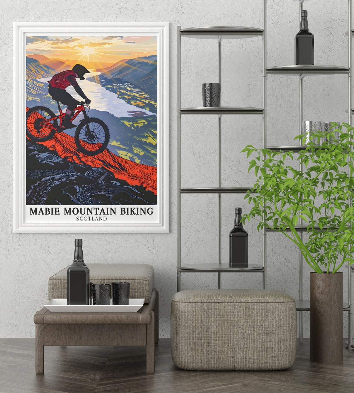 Mabie Mountain Biking Scotland Sunrise Ridge Silhouette Poster - Image 3