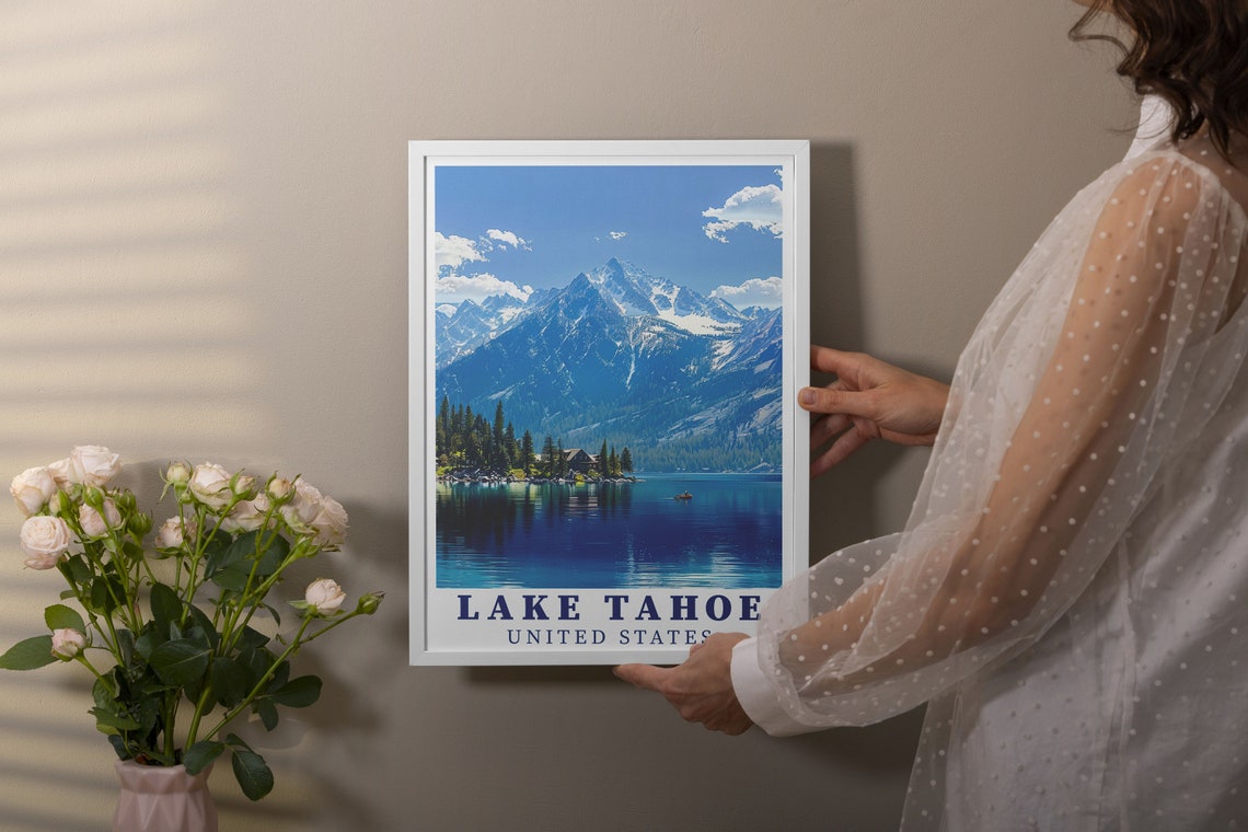 Lake Tahoe Wall Art Lake Tahoe Print Sierra Nevada Travel Poster Lake Tahoe Poster Lake Tahoe Travel Print - Image 2