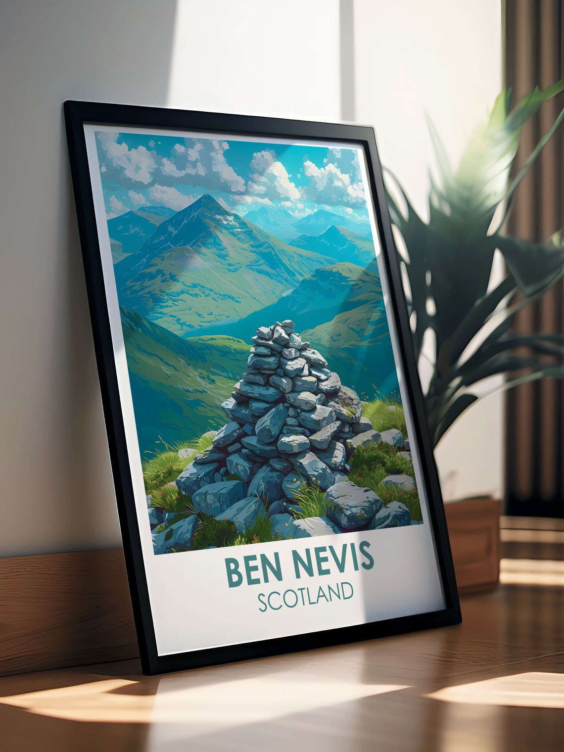 Ben Nevis Summit Stone Cairn Highland View Scotland Travel Poster - Image 2