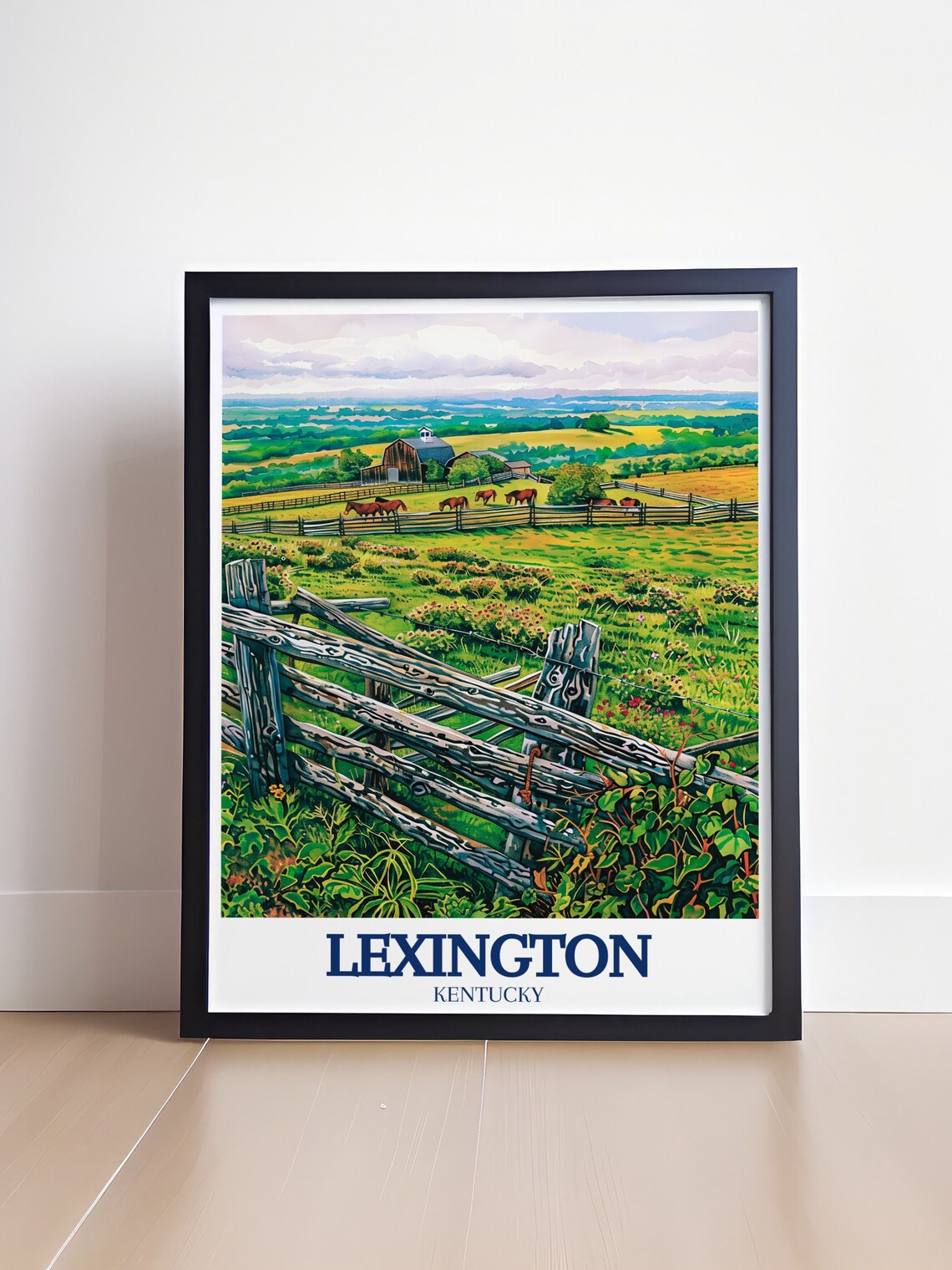 Lexington Kentucky Bluegrass Horse Farm Paddock Barn Travel Poster - Image 4