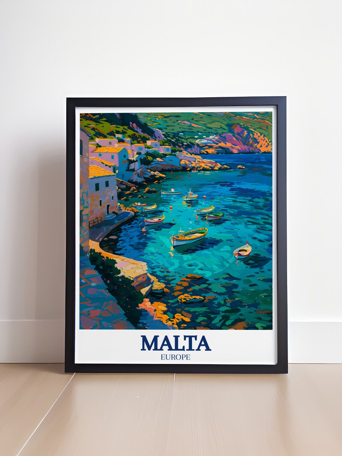 Malta Mediterranean Coast Fishing Village Boats Travel Poster - Image 4