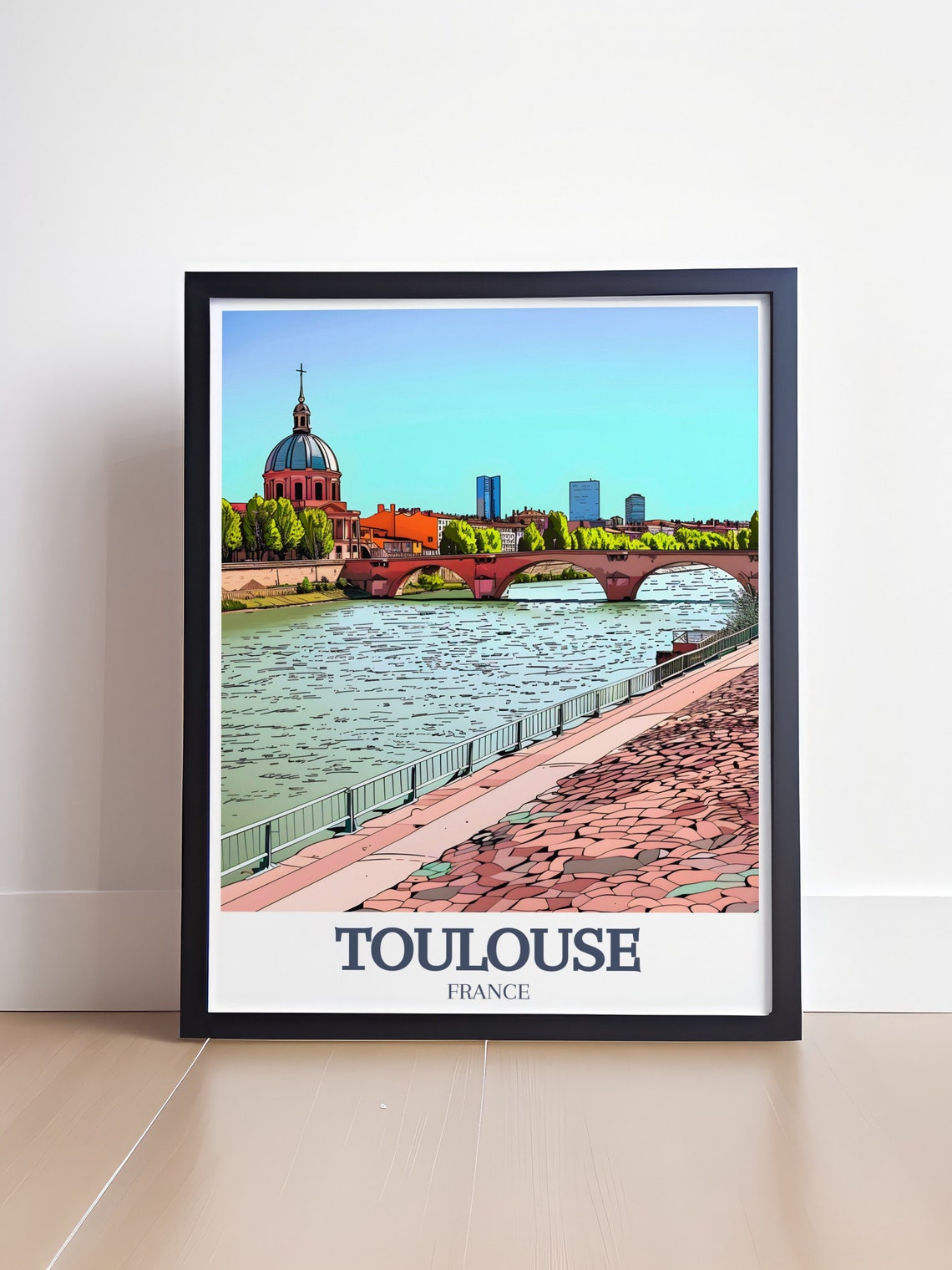 Toulouse Garonne River Domed Church France Riverside View Poster - Image 4