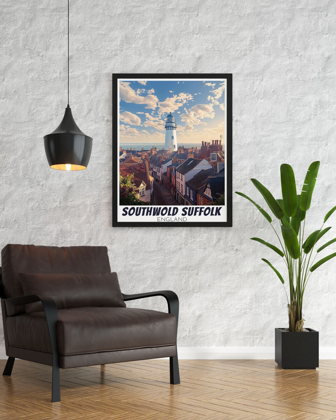 Southwold Suffolk England Lighthouse Town Rooftops Travel Poster - Image 3