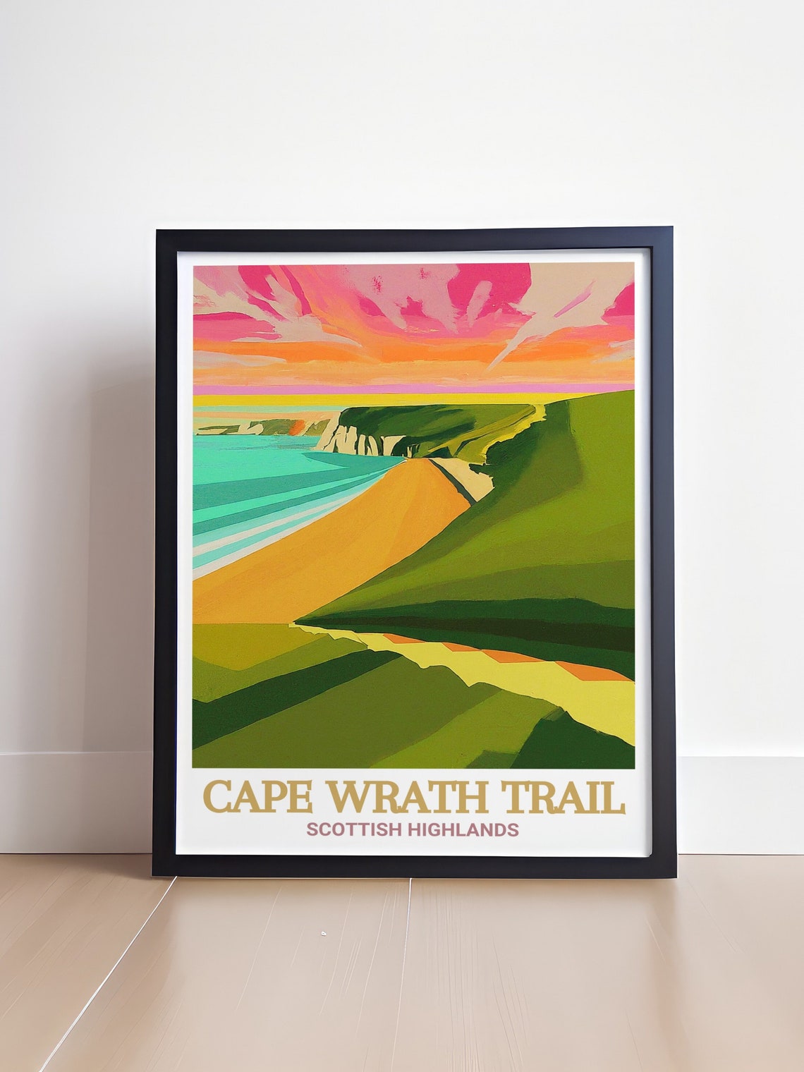 Cape Wrath Trail Sandwood Bay Cliffs in Warm Sunset Glow Poster - Image 4
