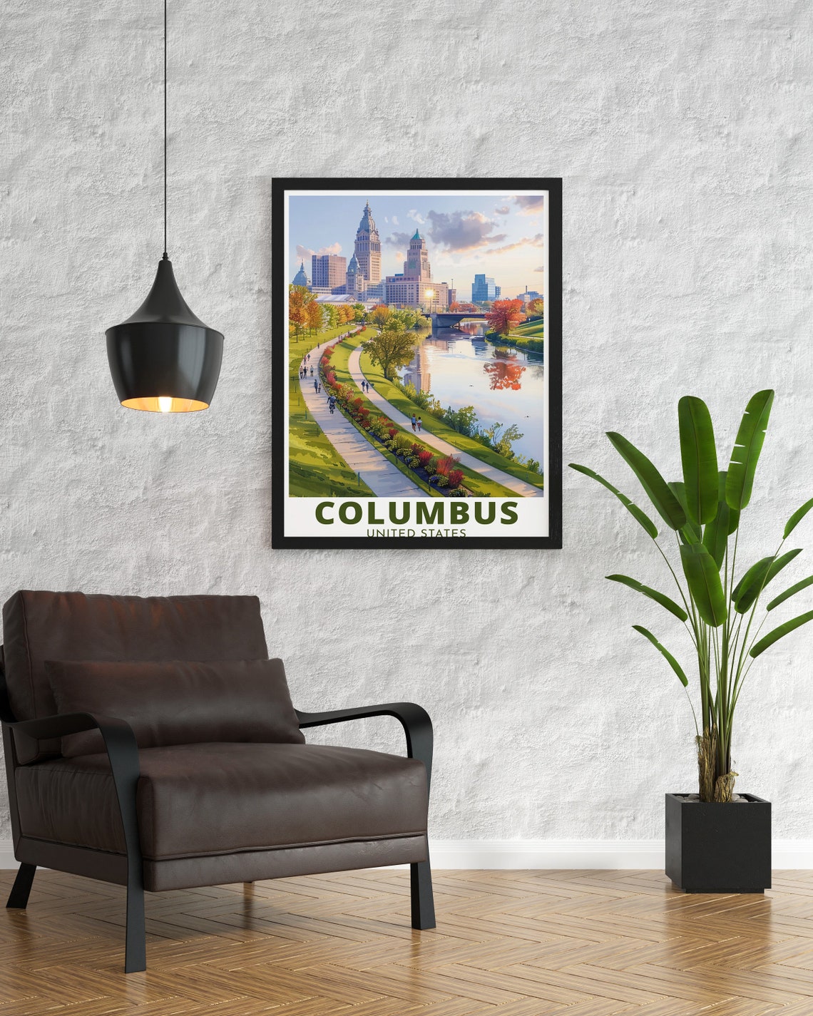 Columbus Ohio Scioto Mile Riverside Park Skyline Travel Poster - Image 2