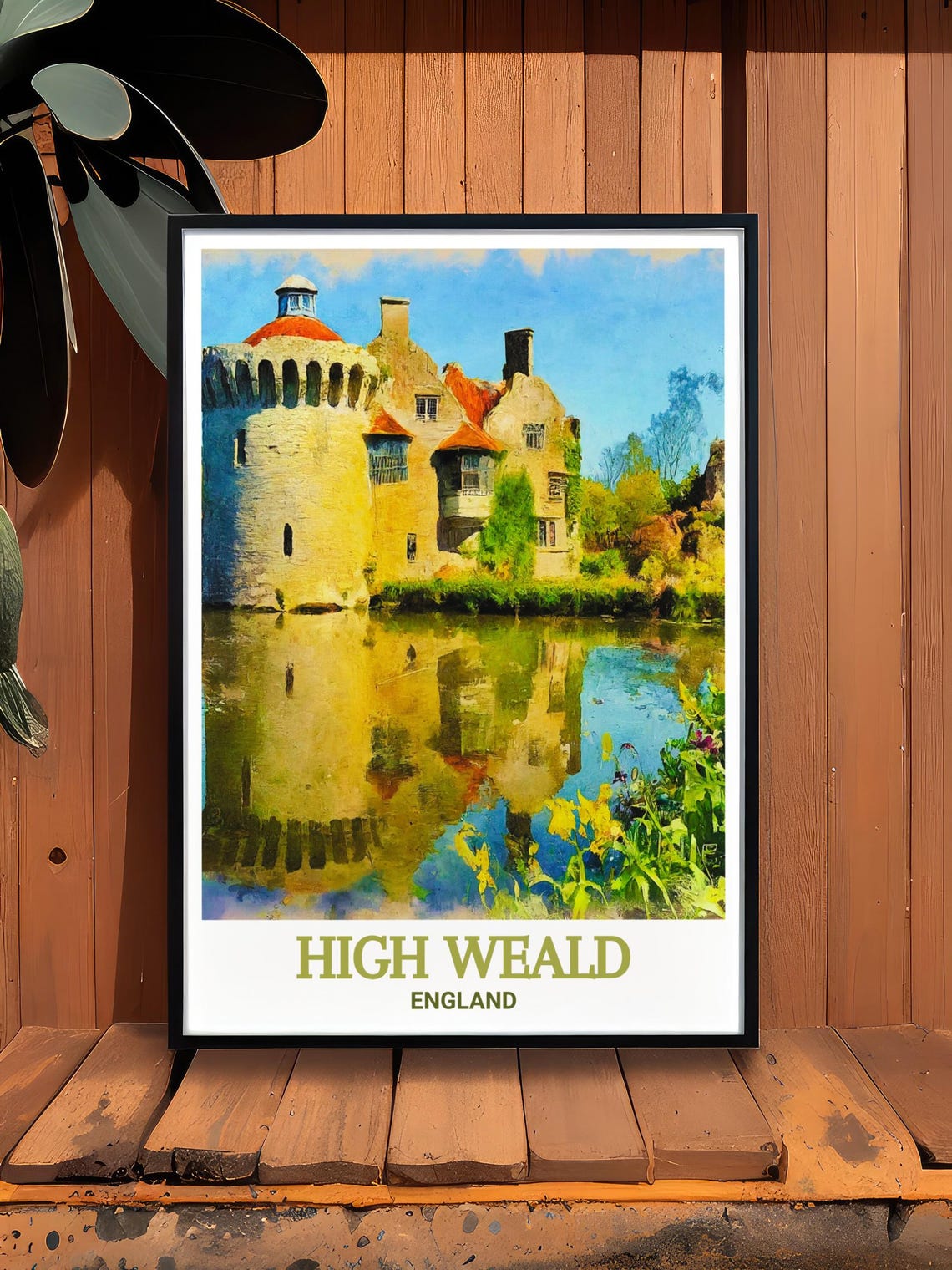 High Weald England Castle Moat Reflections Garden Travel Poster - Image 3