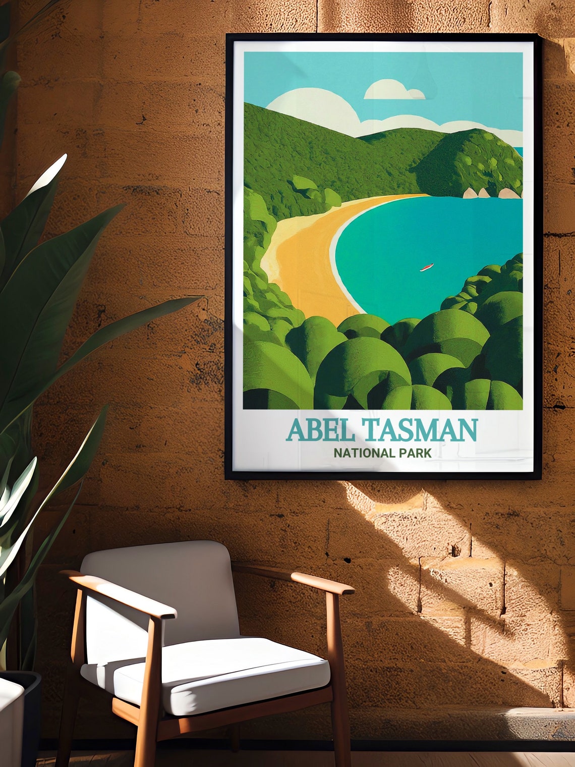 Abel Tasman Curved Beach Turquoise Bay New Zealand Travel Poster - Image 2