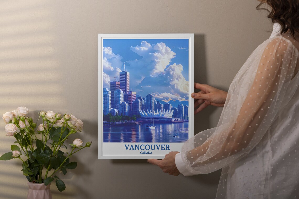 Vancouver Canada Skyline Harbor Waterfront Modern Travel Poster - Image 2