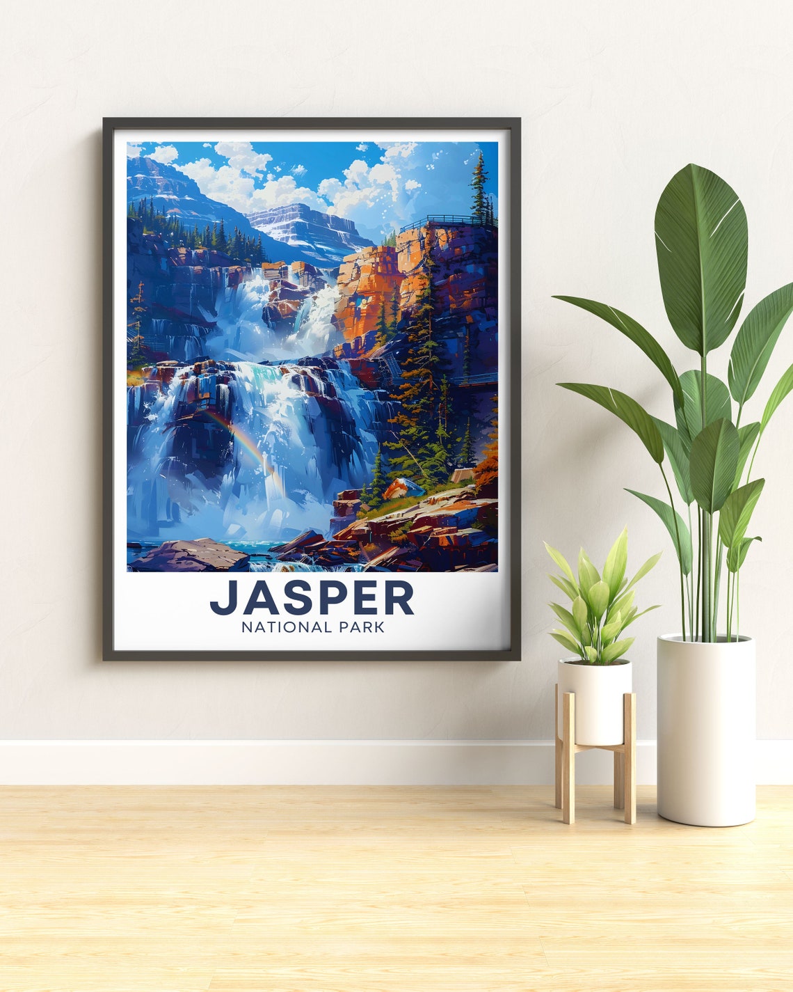 Jasper National Park Athabasca Falls Rainbow Mist Canyon Poster - Image 3