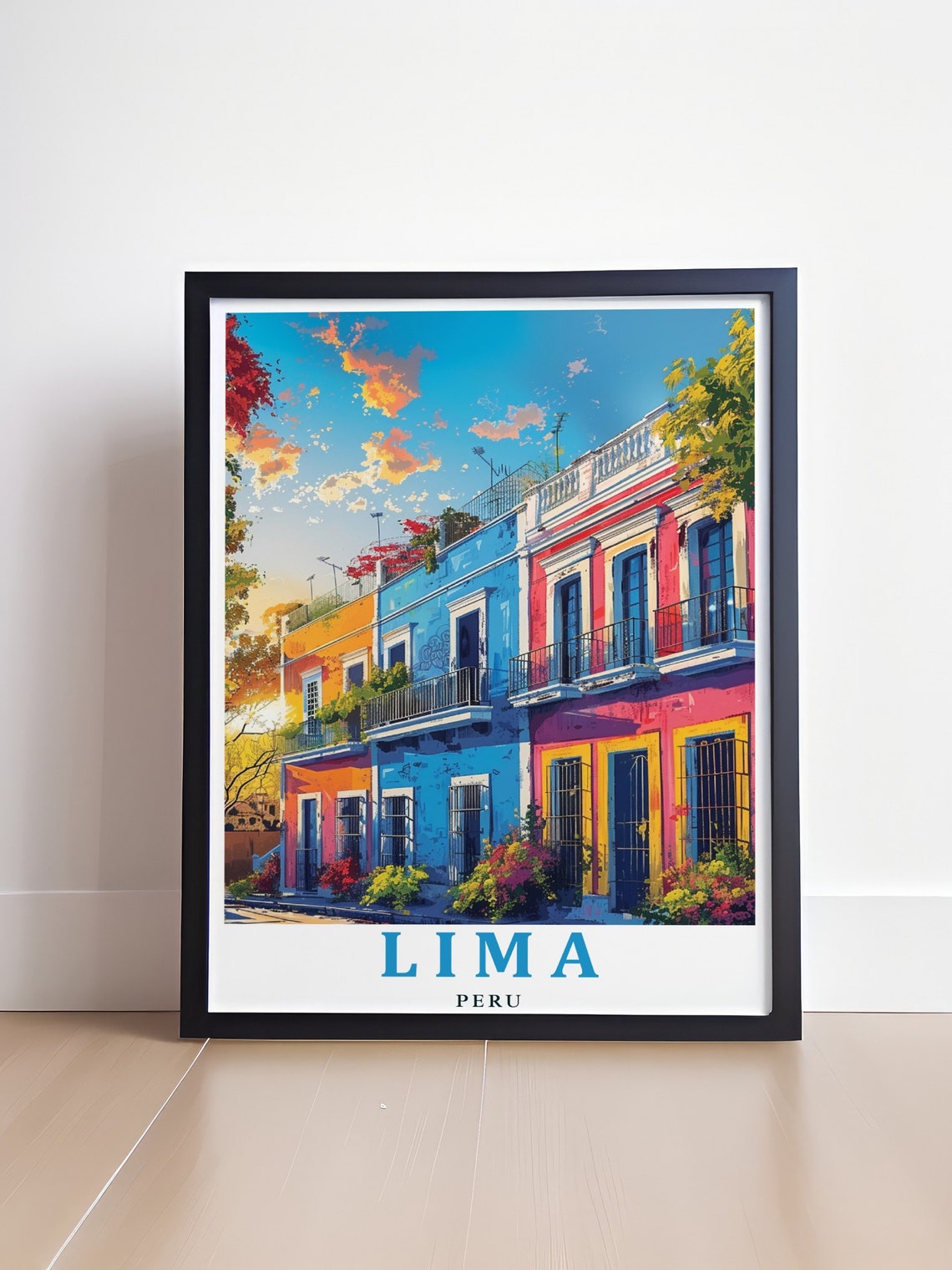 Lima Peru Barranco District Colorful Colonial Houses Travel Poster - Image 4