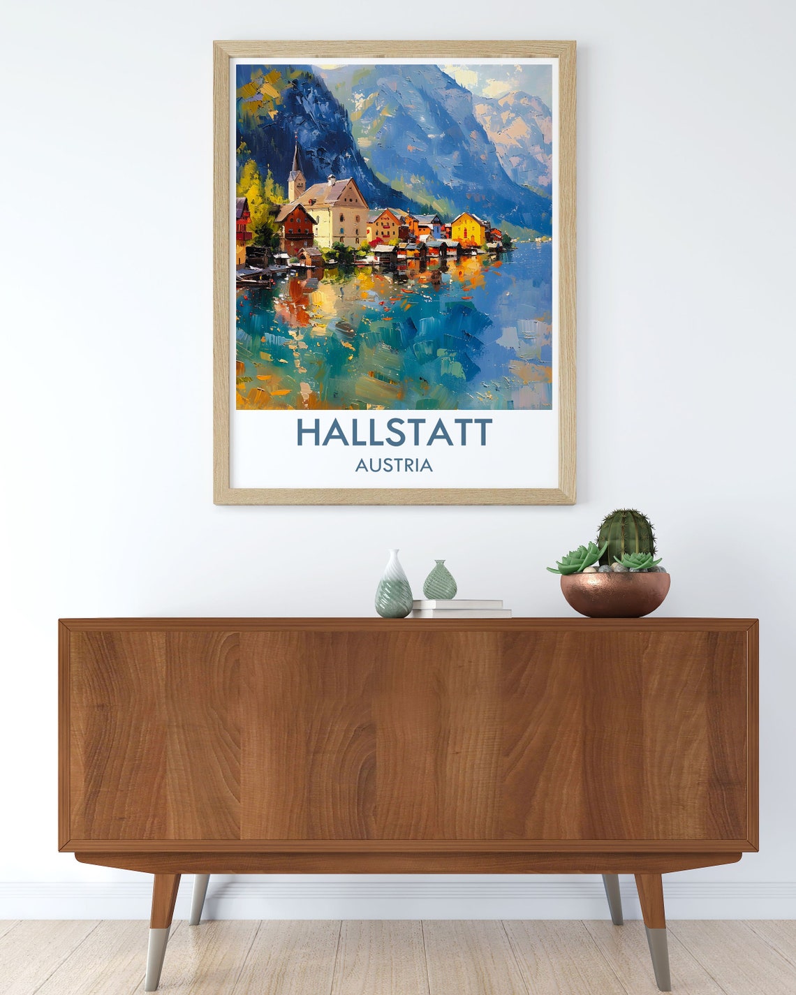 Hallstatt Austria Lakeside Village Painterly Impression Poster - Image 2
