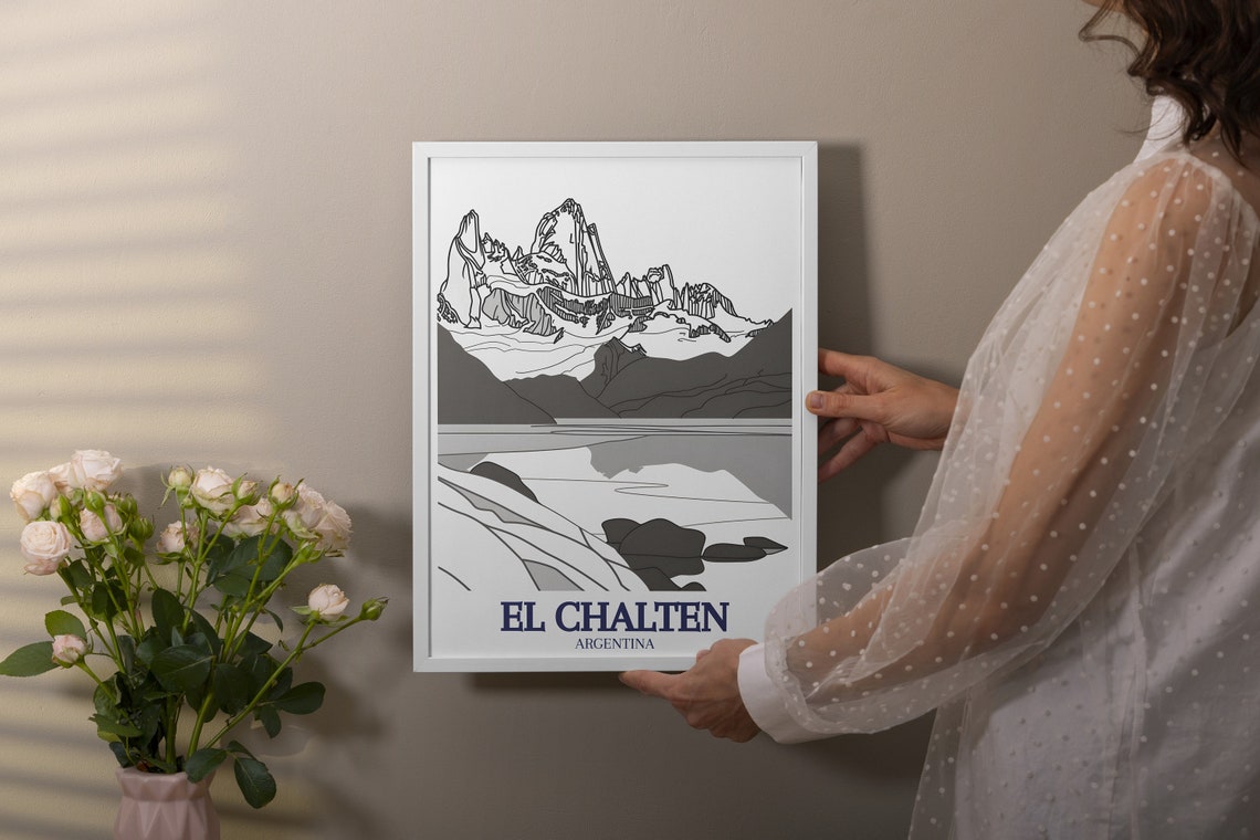 El Chalten Travel Art Mount Fitz Roy Laguna De Los Tres Decor Argentina Print Of Mount Fitz Roy Laguna De Los Tres In El Chaltn - Image 2