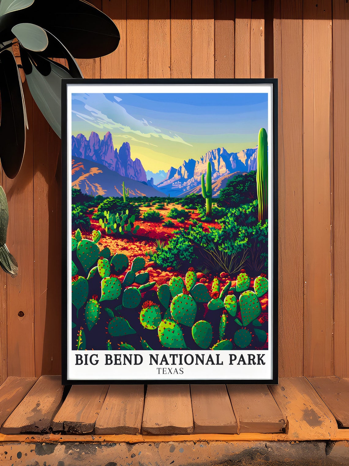 Big Bend National Park Prickly Pear Cactus Desert Texas Travel Poster - Image 3
