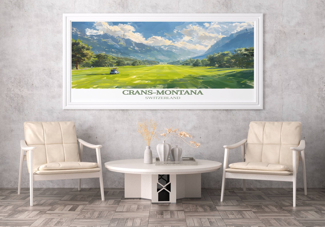 Crans-Montana Switzerland Golf Course Beneath the Mountain Alps Poster - Image 3