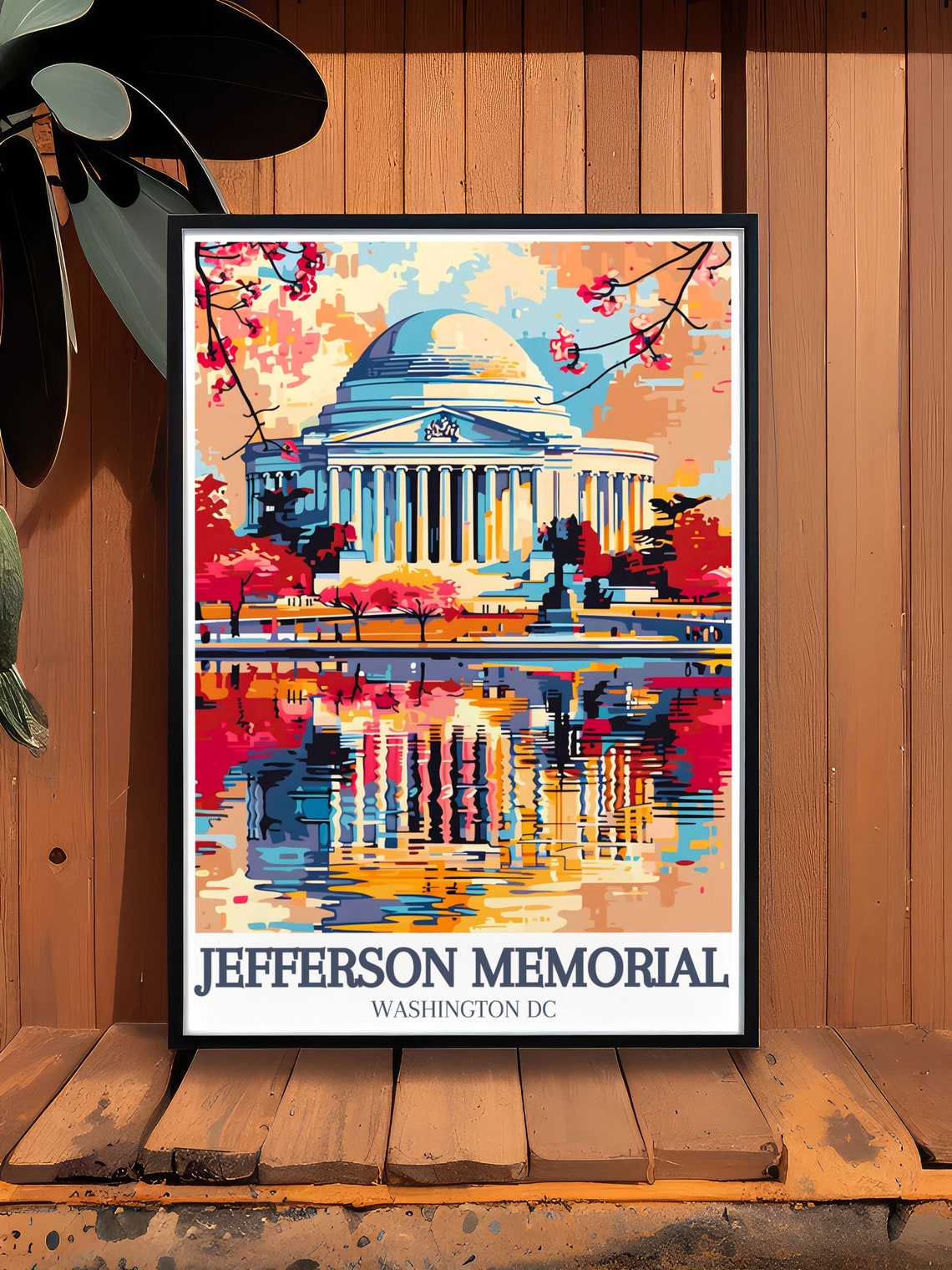 Jefferson Memorial Cherry Blossom Water Reflection DC Art Poster - Image 2