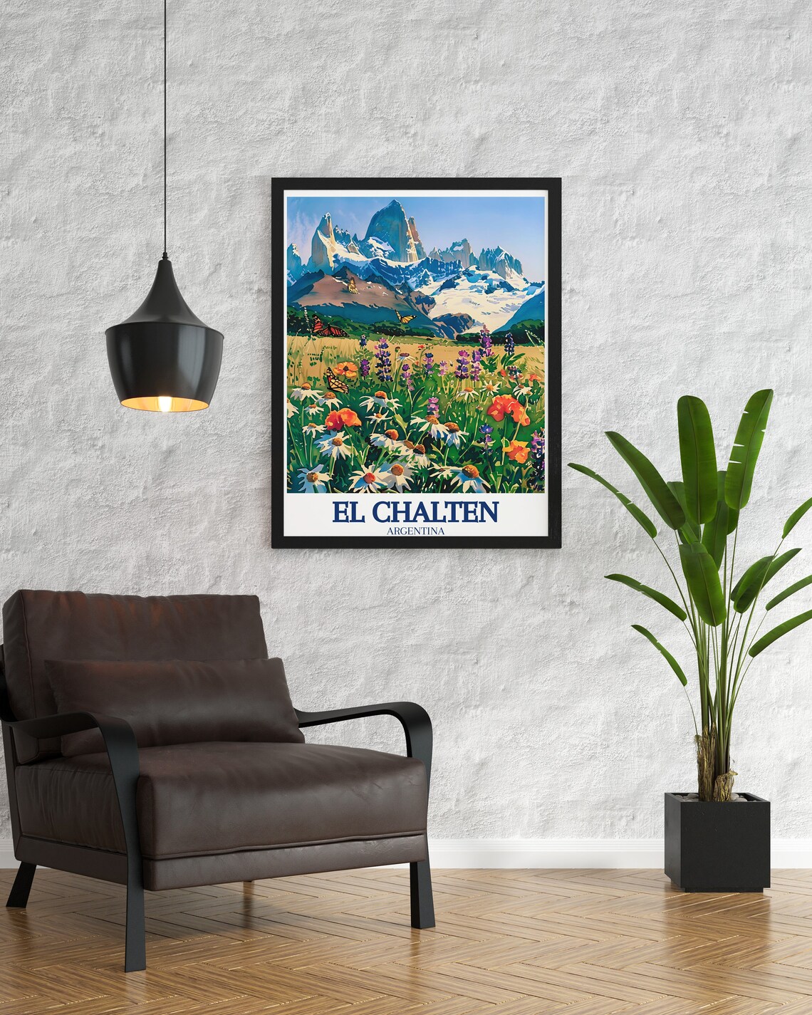 El Chalten Mount Fitz Roy Wildflower Meadow Scenic Travel Poster - Image 3