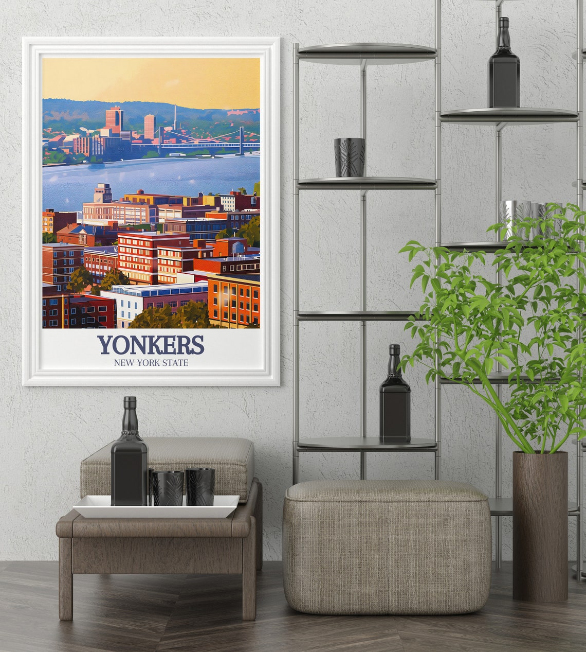 Yonkers New York Hudson River Downtown Cityscape Travel Poster - Image 3