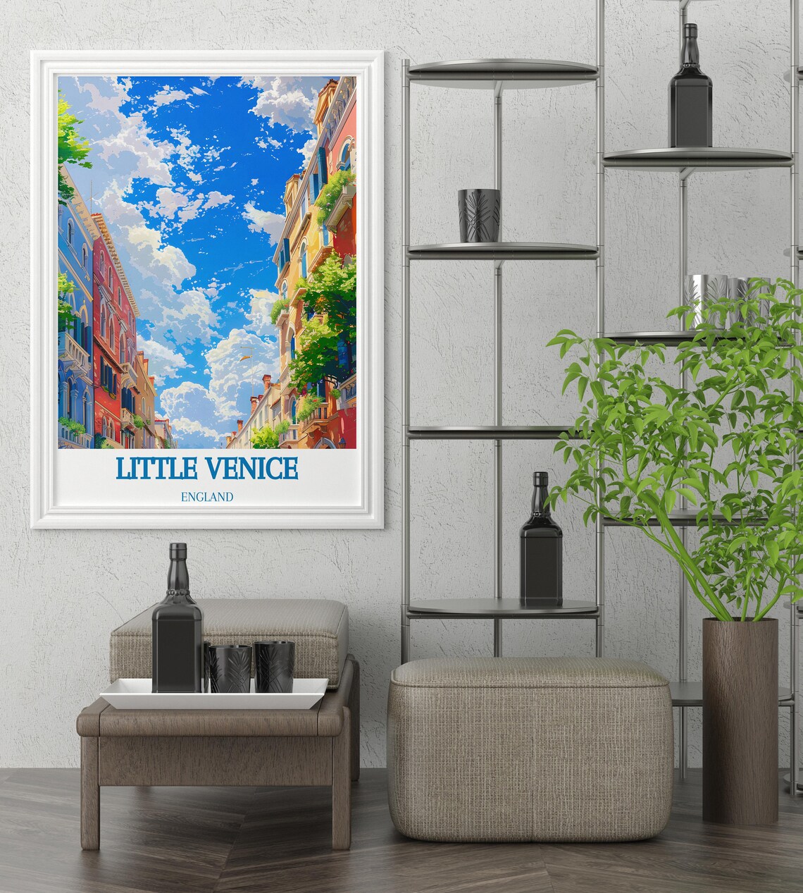 Little Venice Colorful Canal Buildings Blue Sky England Poster - Image 3