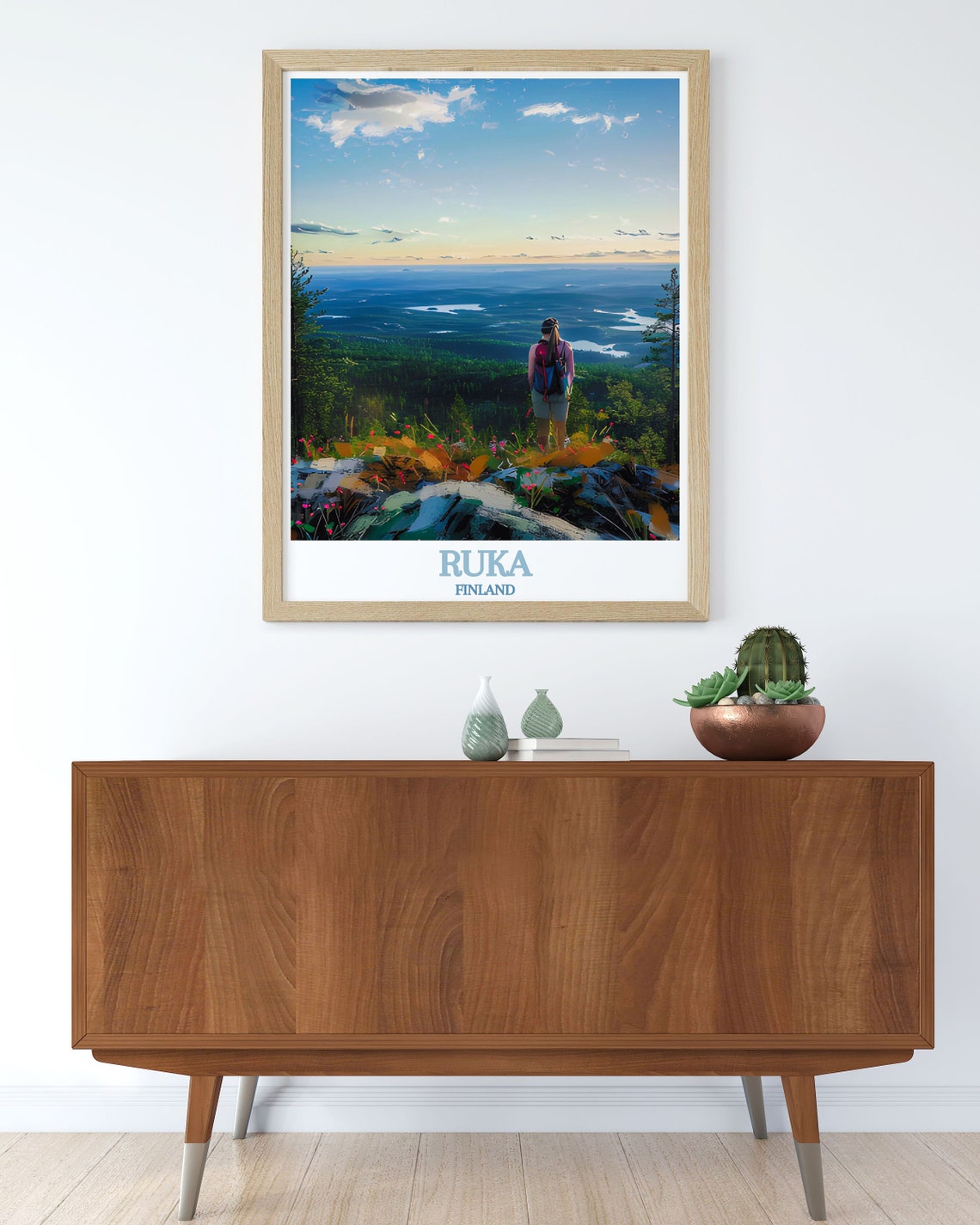 Ruka Finland Sunset Fell Viewpoint Hiker Lakes Travel Poster - Image 2