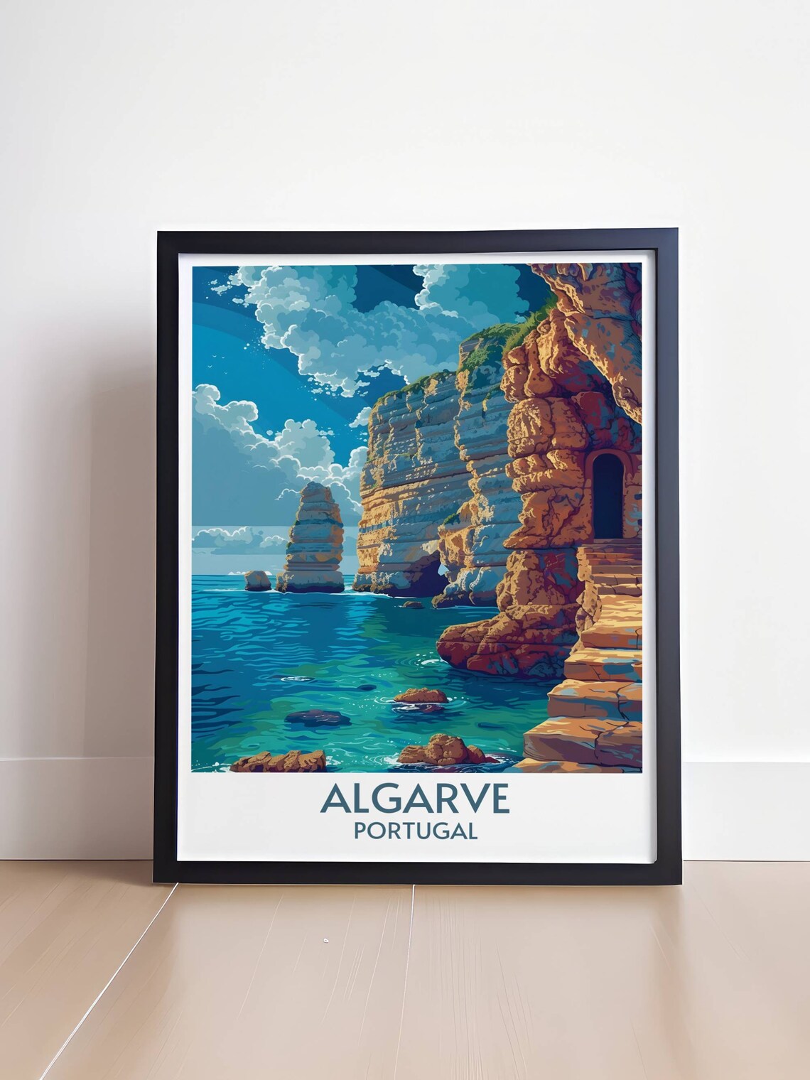 Algarve Portugal Golden Sea Stacks Cliffs Turquoise Sea Travel Poster - Image 4