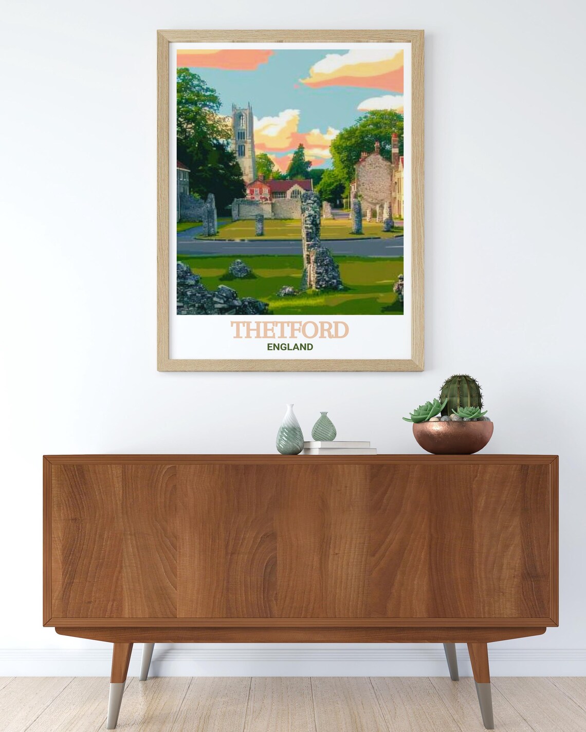 Thetford Priory Ancient Stone Ruins England Vintage Travel Poster - Image 3
