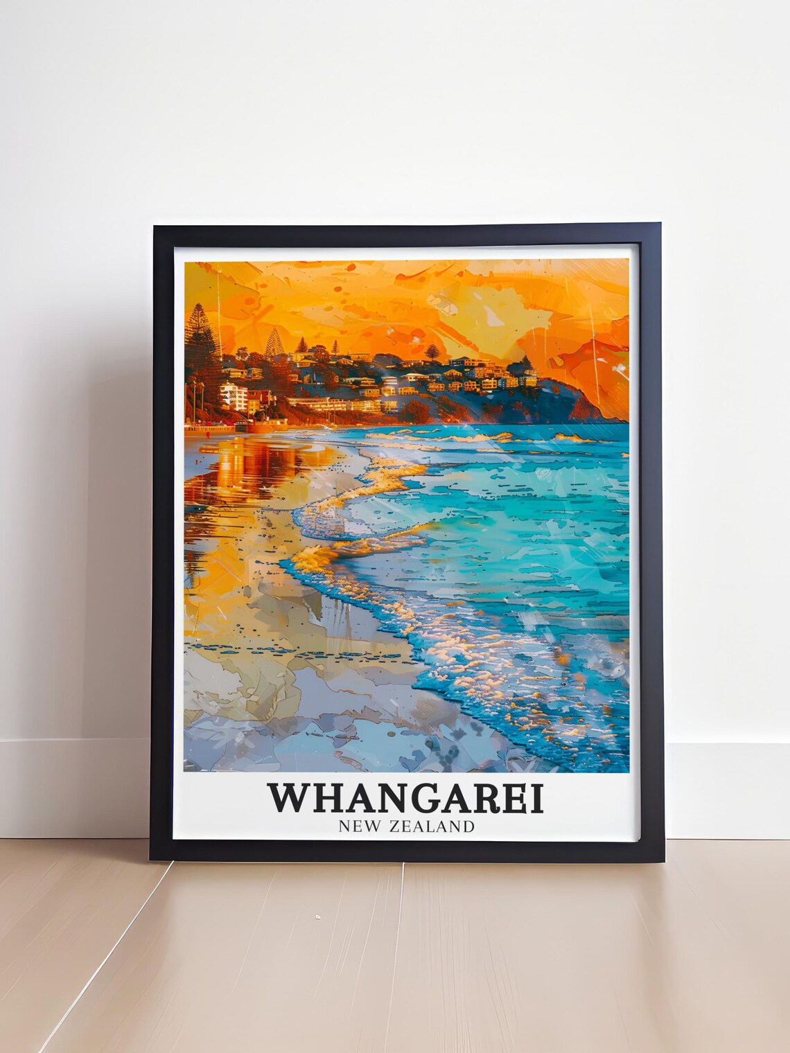 Whangarei New Zealand Sunset Beach Golden Waves Coastal Poster - Image 4