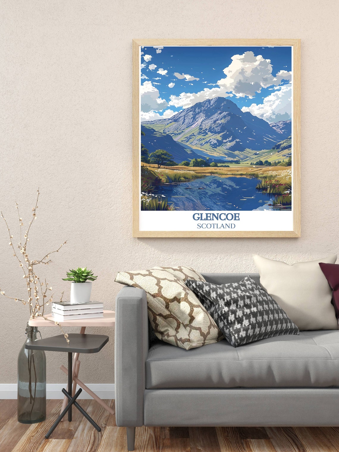 Glencoe Scotland Blue Mountain Loch Reflection Travel Poster - Image 2