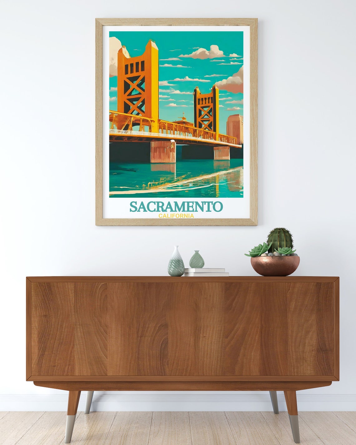 Sacramento Tower Bridge Golden Lift Bridge California Poster - Image 2
