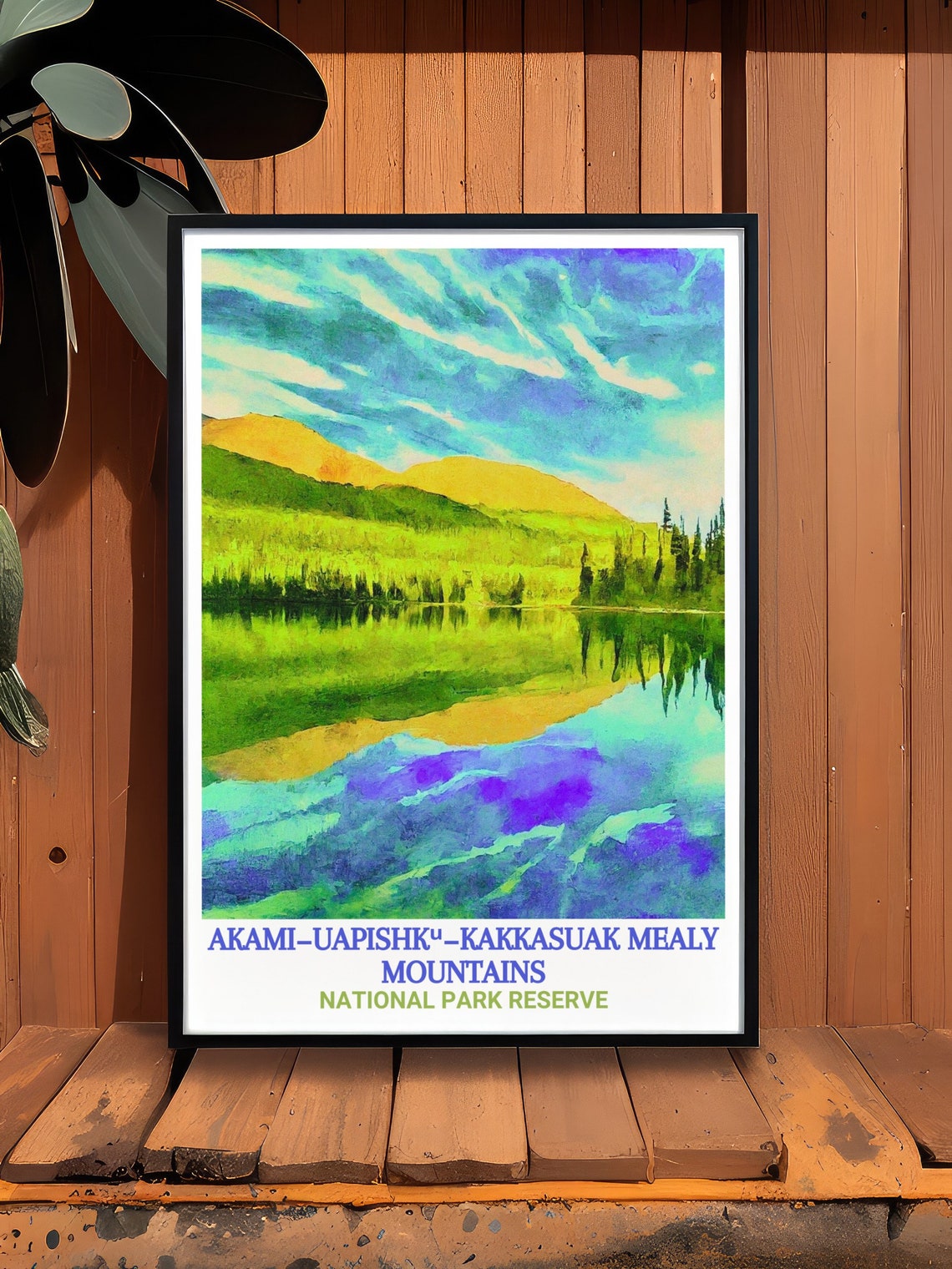 Mealy Mountains Atikonak Lake Perfect Mirror Reflection Poster - Image 2