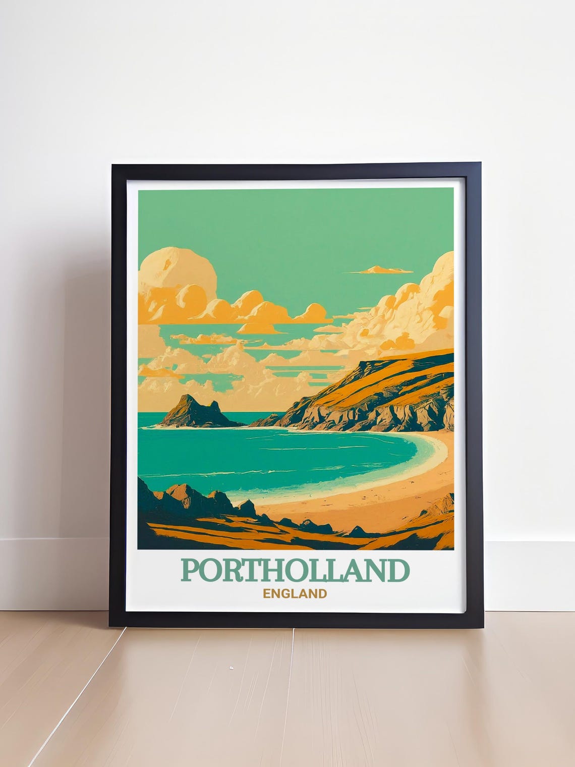 Portholland England Poster with Rocky Cove and Island Sunset - Image 4