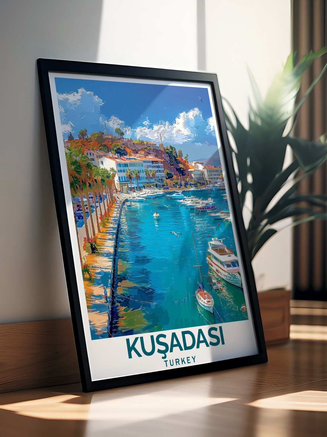 Kusadasi Art Kuadas Decor And Turkey Art Work Kusadasi Marina Travel Poster Kusadasi Marina Poster Kuadas Print - Image 3