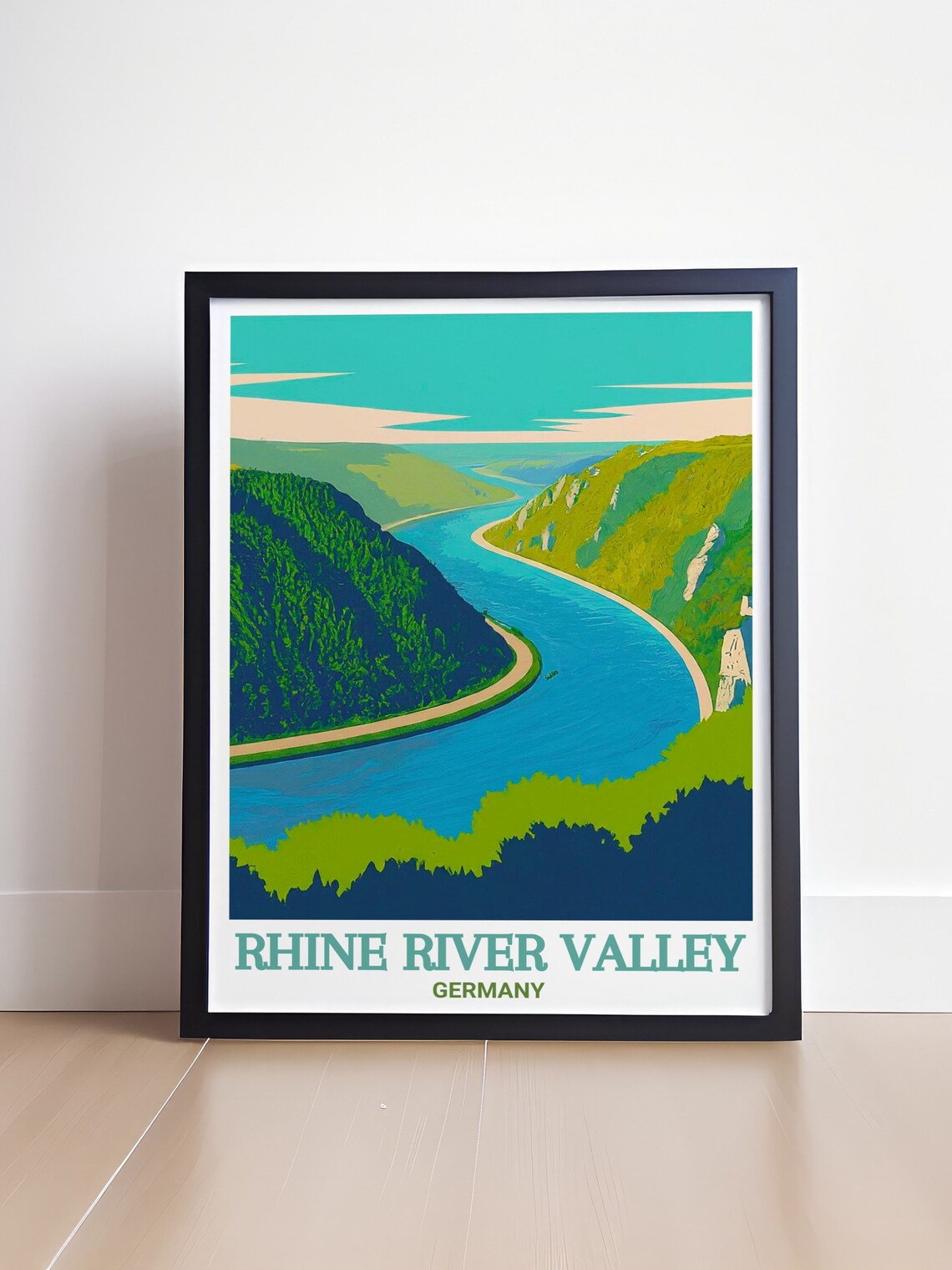 Rhine River Valley Germany Winding River Bend Vintage Travel Poster - Image 4