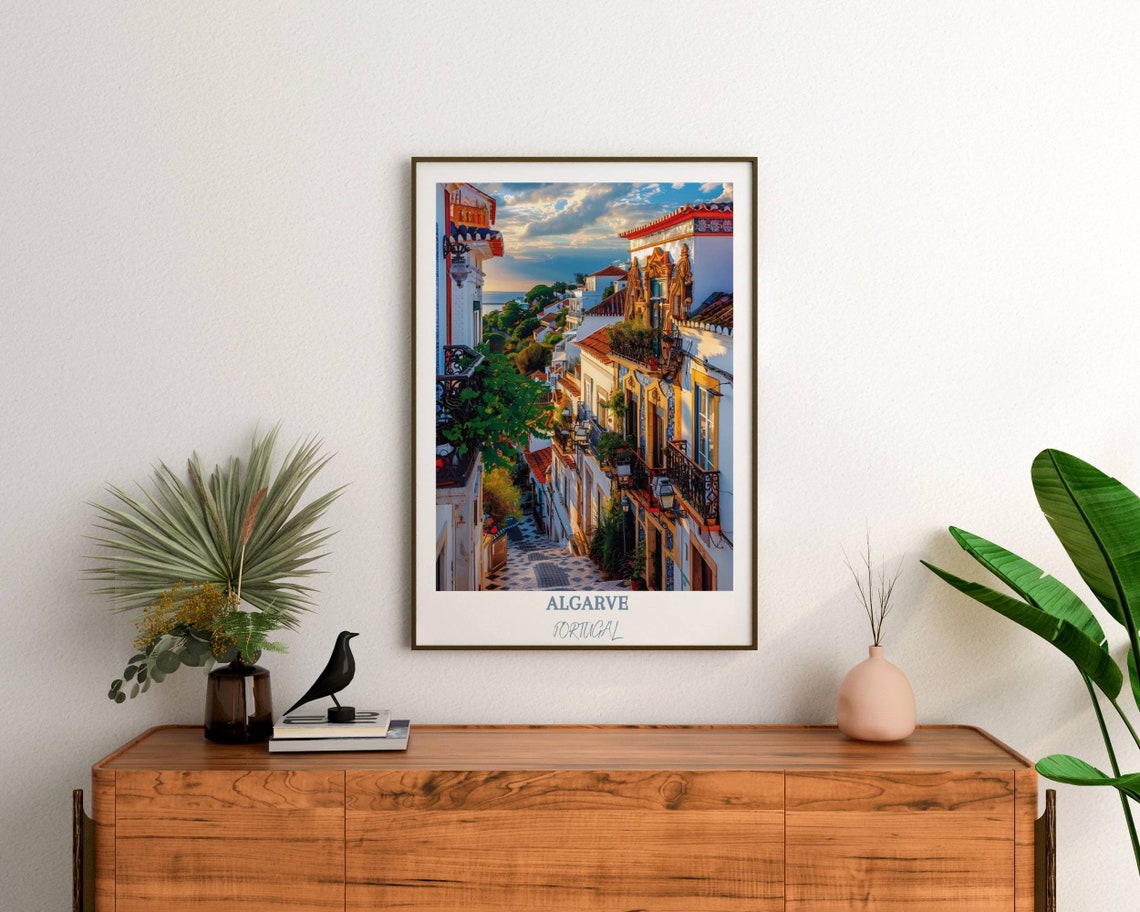 Algarve Travel Poster Faro Old Town Cathedral Of Faro Algarve Art Print Algarve Illustration Portugal Algarve Poster - Image 2