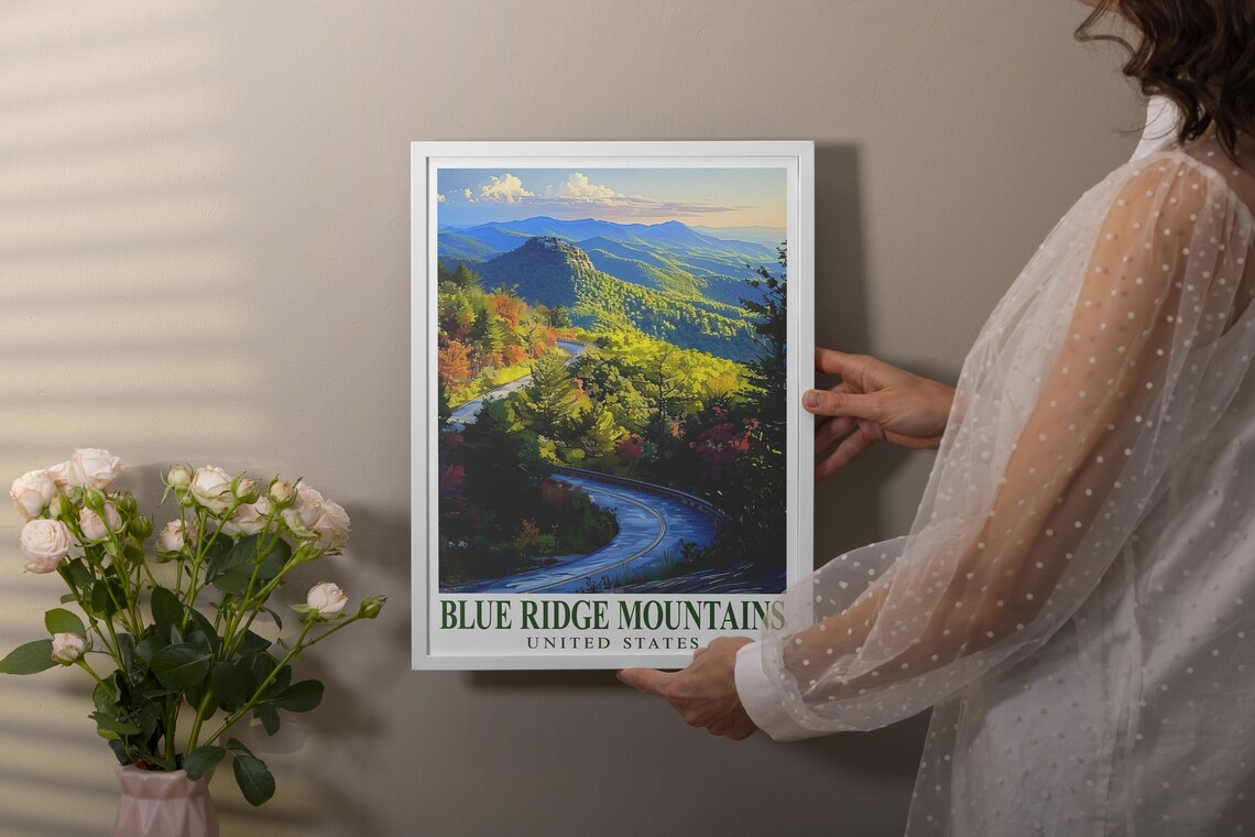 Blue Ridge Mountains Winding Parkway Road Nature Travel Poster - Image 3