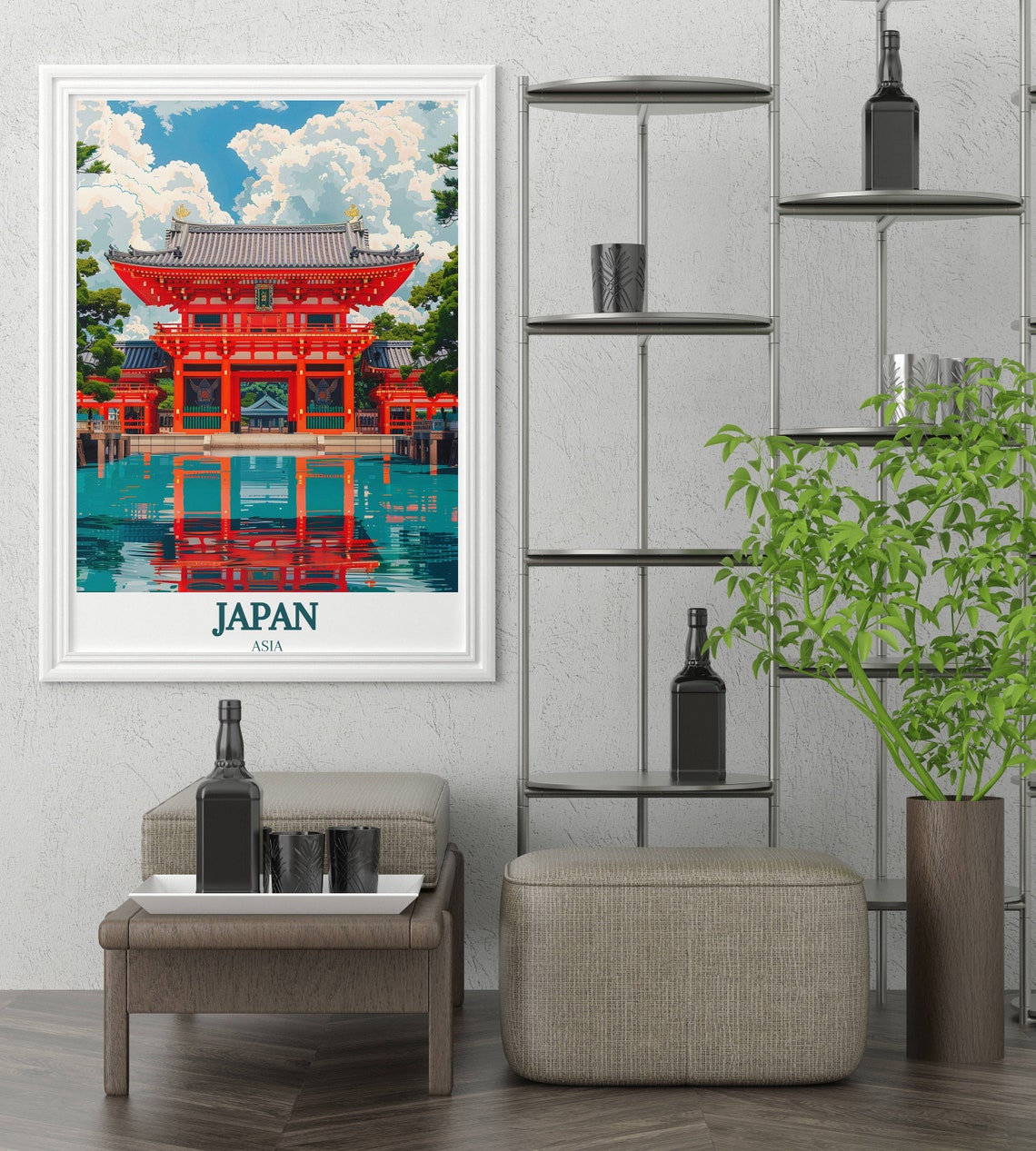 Vermilion Japanese Temple Reflection In Still Water Japan Poster - Image 4