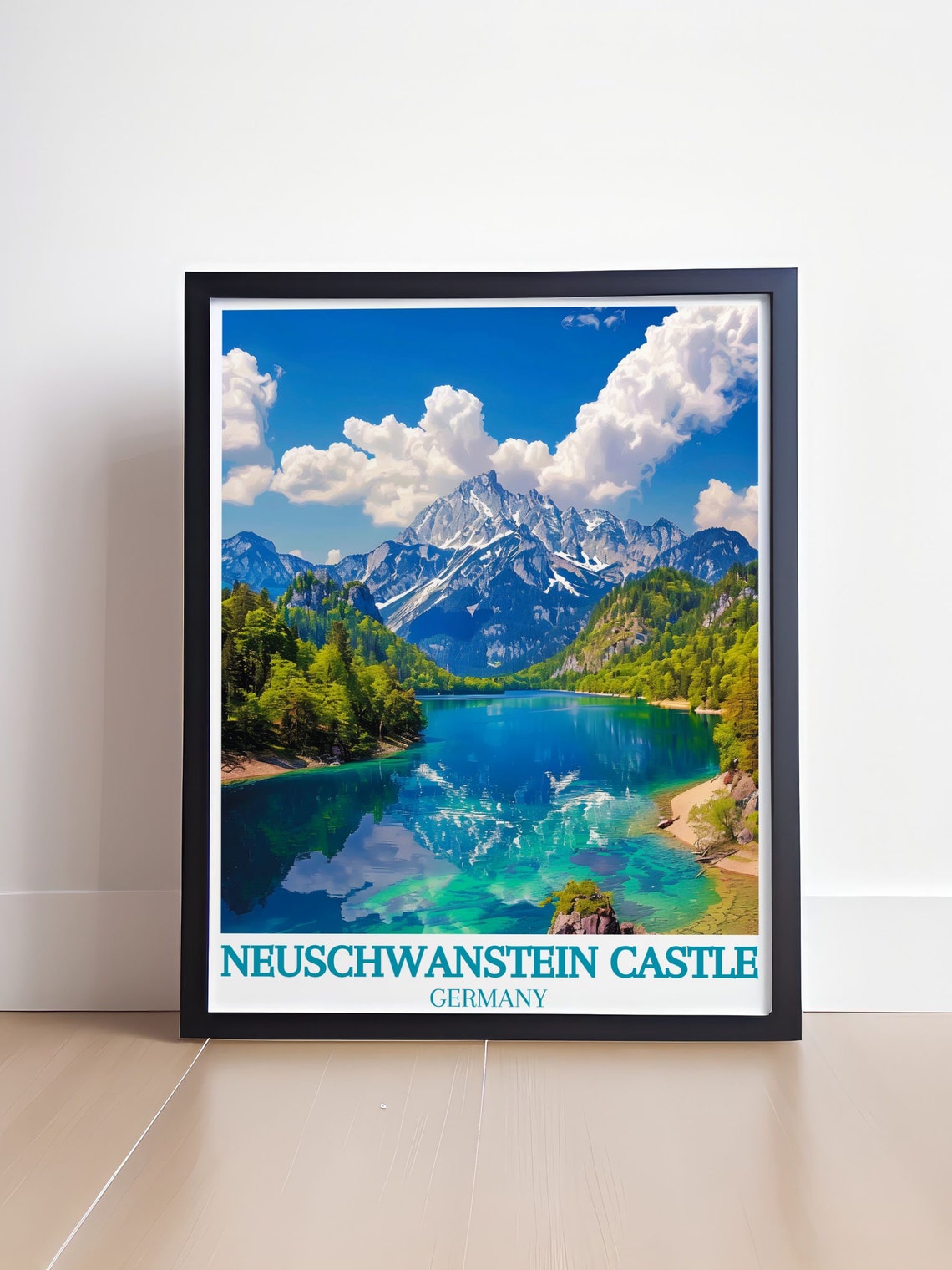 Neuschwanstein Castle Germany Alpine Lake Mirror Reflection Poster - Image 4