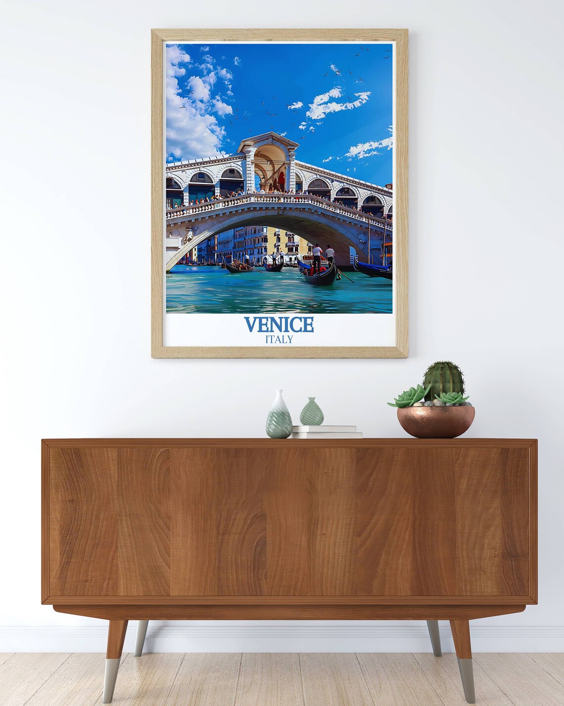 Venice Italy Rialto Bridge Gondolas Canal Scenic Travel Poster - Image 3