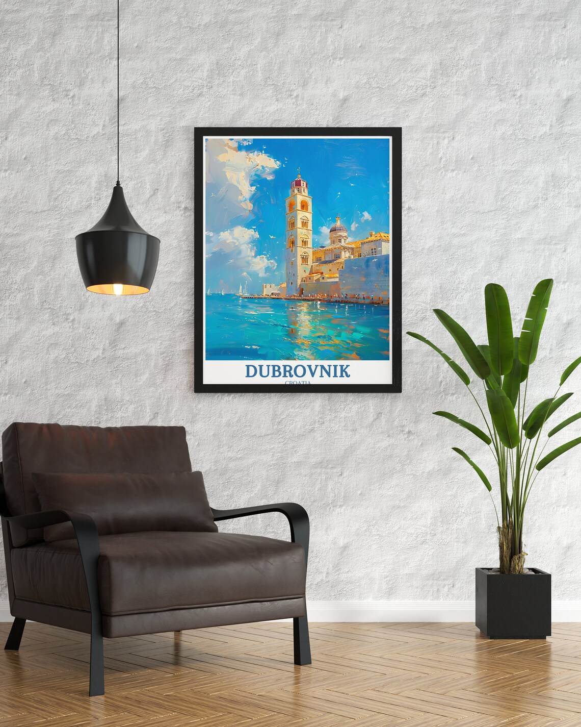 Dubrovnik Cathedral Bell Tower Above Adriatic Sea View Poster - Image 4