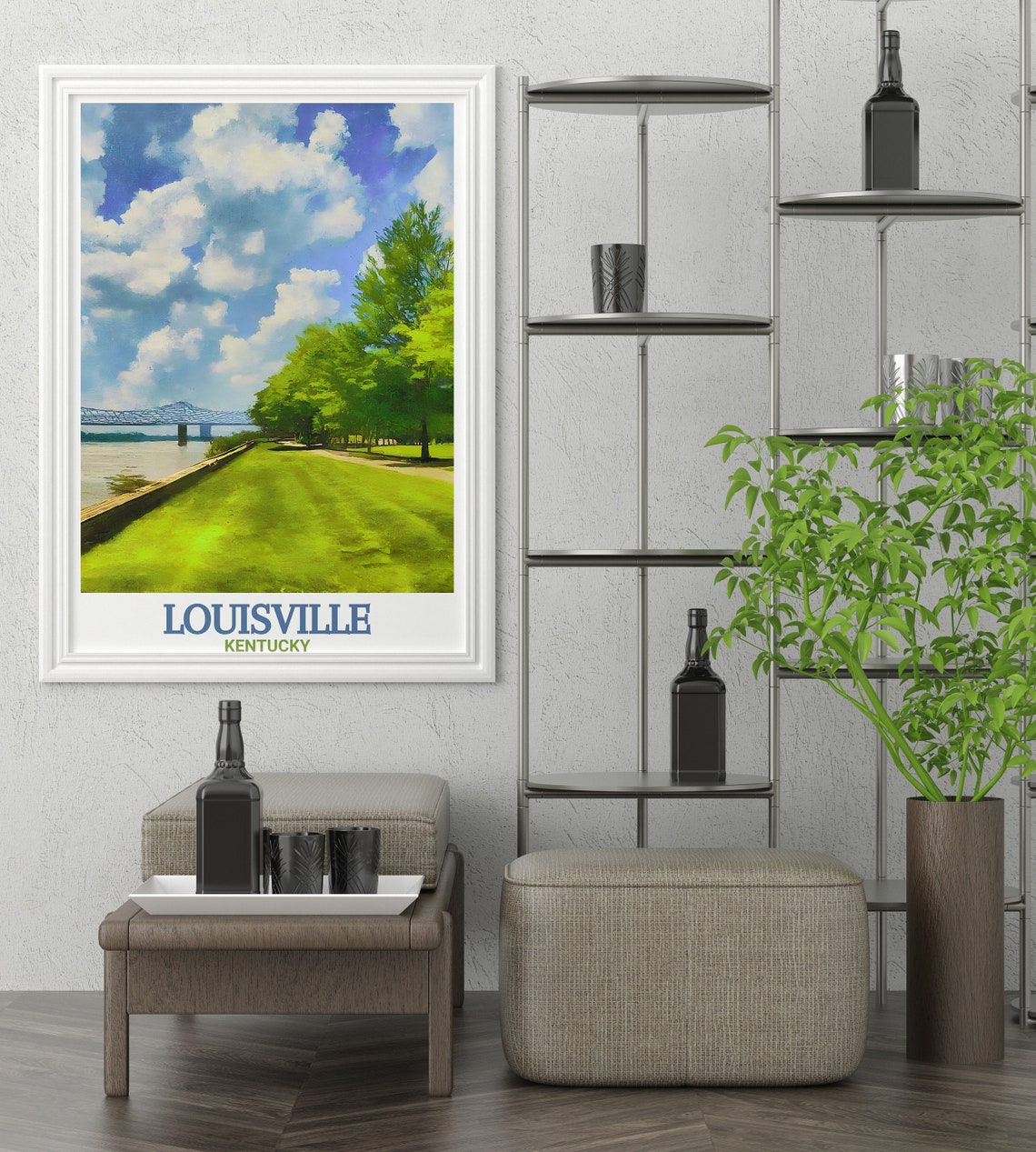 Louisville Waterfront Park With the Big Four Bridge Travel Poster - Image 2