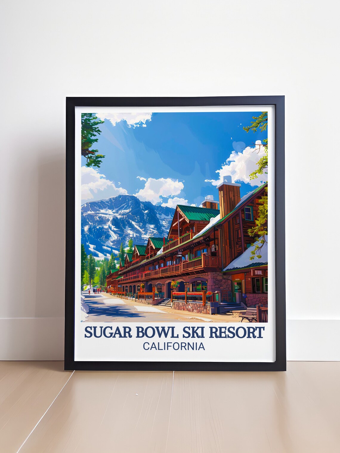 Sugar Bowl Ski Resort California Lodge Village Winter Travel Poster - Image 2