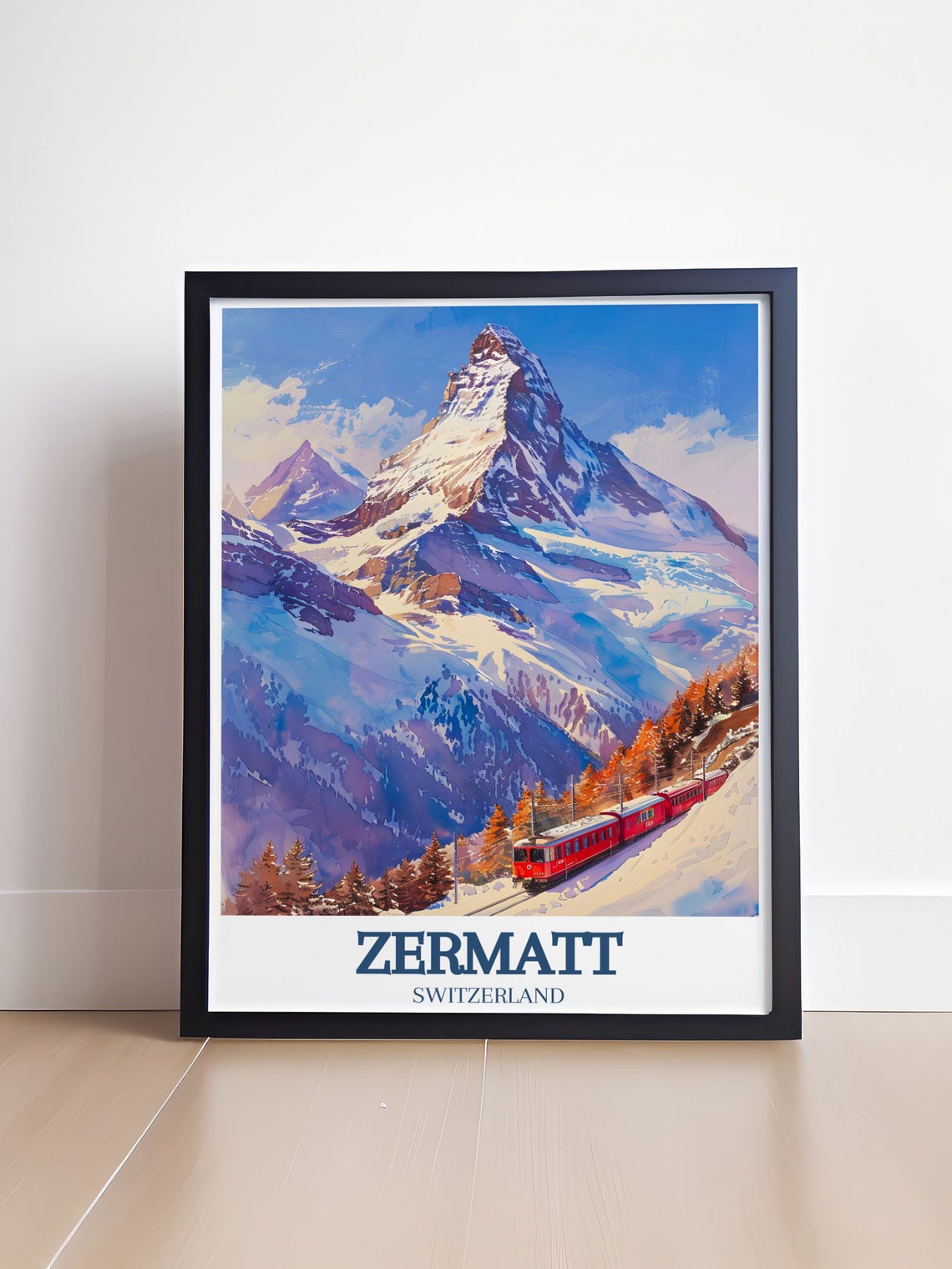 Zermatt Gornergrat Railway Red Train Matterhorn View Alpine Poster - Image 4